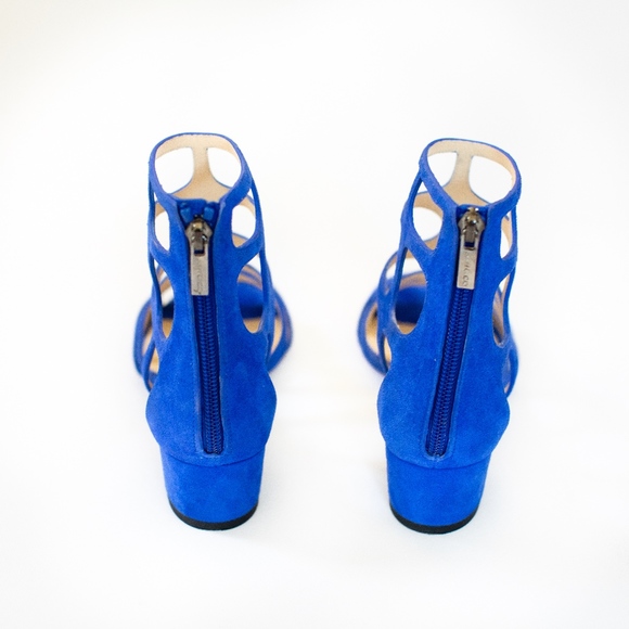 Jimmy Choo REN 35 Steel Blue Suede Sandals - Picture 3 of 6